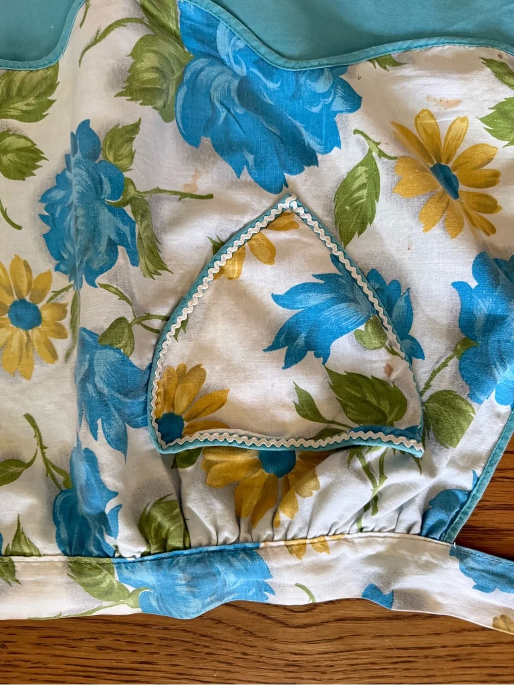 Vintage Floral Blue & Yellow Apron